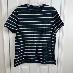 Polo Ralph Lauren Custom Slim Fit Striped TShirt Mens XL Navy Green White